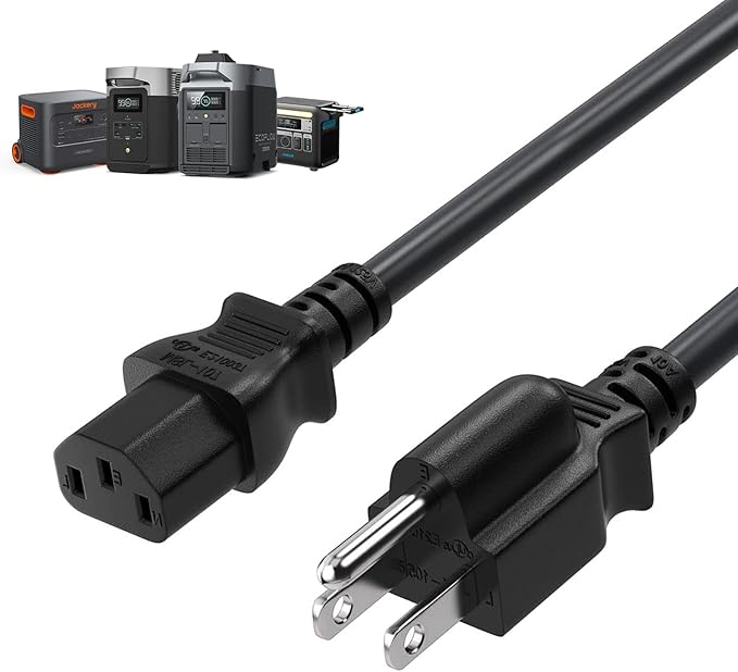 Heavy-Duty Power Station Charging Cable, 14AWG Fast Charger Cable for Jackery Explorer 2000/1500/1000 Pro,Ecoflow Delta/River Series,Bluetti EB3A;Anker 757/767, 125V 15A Universal AC Power Cord(16FT)