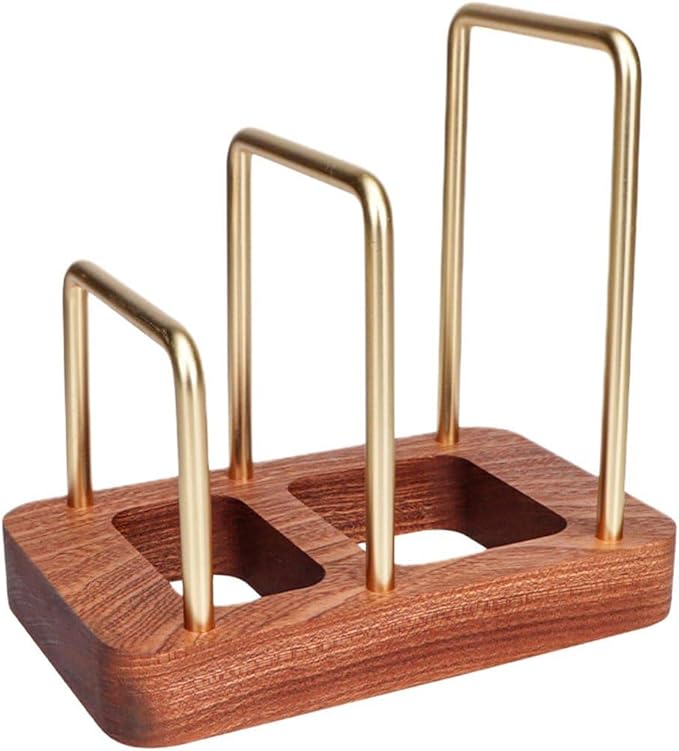 Chopping Board Rack with Wood Base Multi Layer Lid Holder Baking Pan Storage Organiser Cabinet Accessory for Home Kitchen