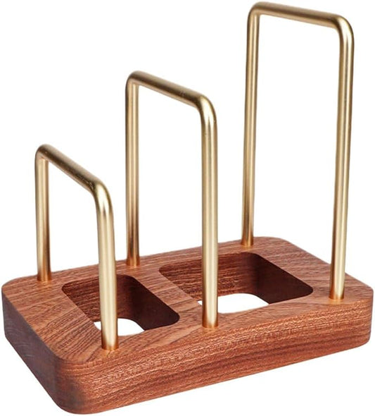 Chopping Board Rack with Wood Base Multi Layer Lid Holder Baking Pan Storage Organiser Cabinet Accessory for Home Kitchen