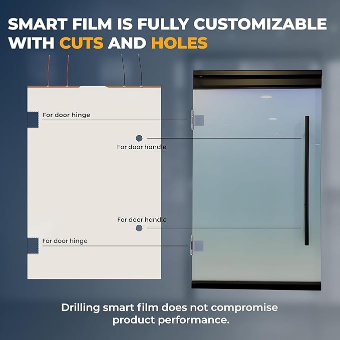 (8" x 12") Window Privacy Film | PDLC Switchable, Window Film | Smart Film for Windows and Home Office Window | Adhesive Privacy Film | Heat Insulation UV Blocking - Clear to Opaque