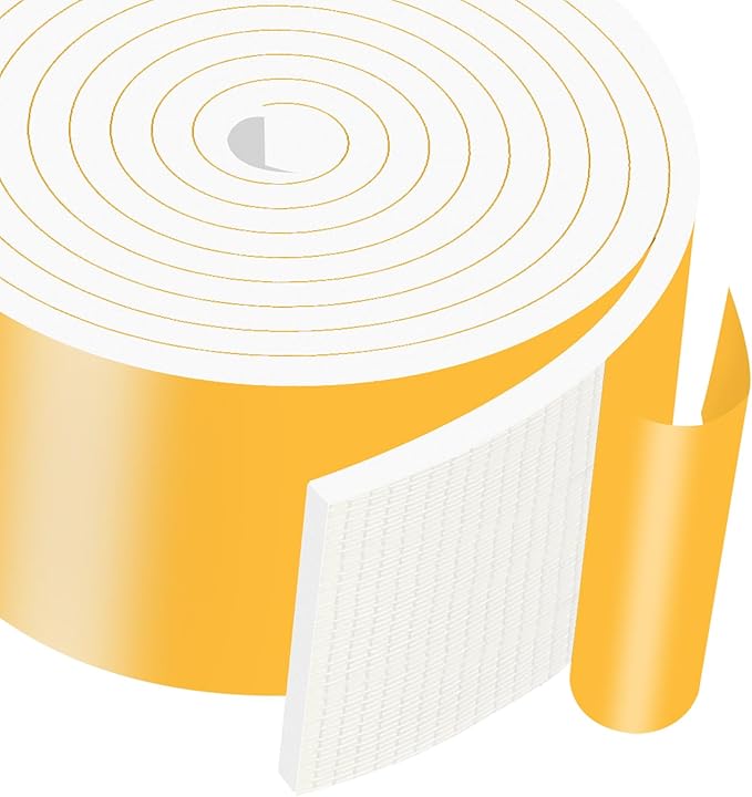 Weather Stripping Door Seal Strip,Front Door Weather Stripping,Insulation Tape for Door Frame,Window,Air Conditioner (White,3/4 in x 3/4 in x 13Ft)