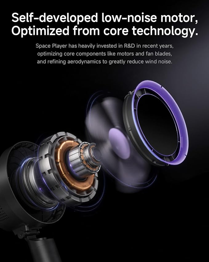 Space Player Desk Fan Air Circulator with Strong Airflow, Portable Table Fan with 45° Tilt & 180° Manual Rotation, LED Display, 4 Speeds, 8H Timer, Quiet Turbo Cooling Fan for Bedroom Home Office