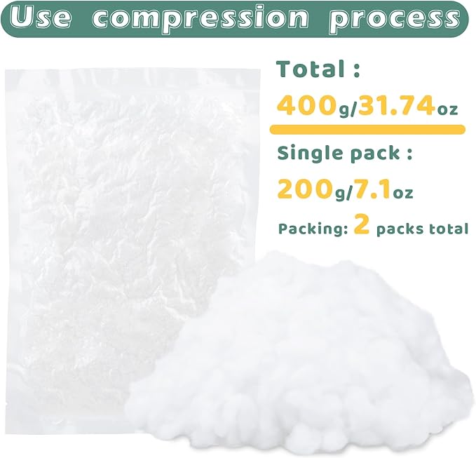 Jmuiiu 14.1oz Polyester Fill, Premium Polyester Fiberfill, Recycled Polyester Fiber, High Resilience Stuffing Fluff Fiberfill for Pillow Filling, Christmas and Home Decors Projects
