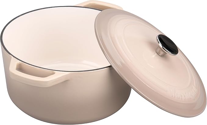 VORRINGARD Enameled Cast Iron Dutch Oven Pot with Lid, for Bread Baking, Round Bread Oven- include Sourdough Bread Baking Supplies Set, 6QT, Latte