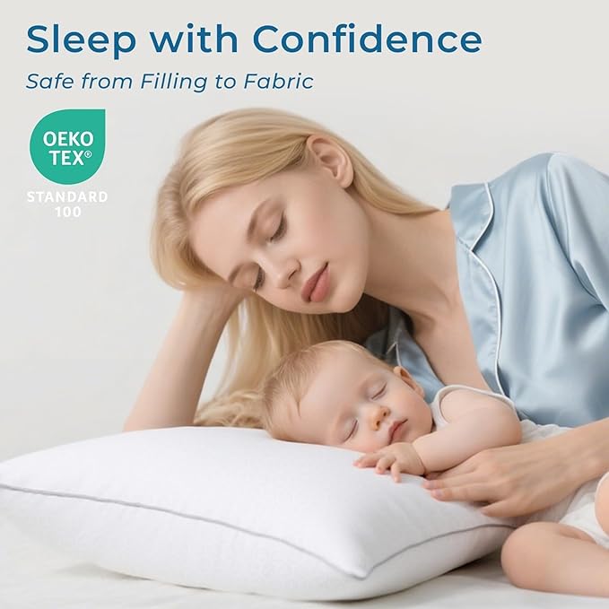 Sasttie Firm King Size Pillows Set of 2, Bed Pillows for Side, Back, and Stomach Sleepers - Oeko-Tex Certified Supportive Down Alternative Plump Filling - Hotel Quality and Machine Washable, 2 Pack