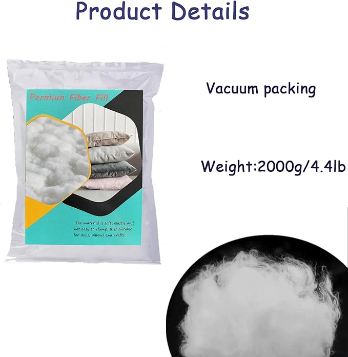2000g/4.4lb Premium Polyester Stuffing for Stuffed Animals,Soft and Warm Down Feather Like Pillow Stuffing for Couch Pillow,Fiber Filling Stuffing for Craft