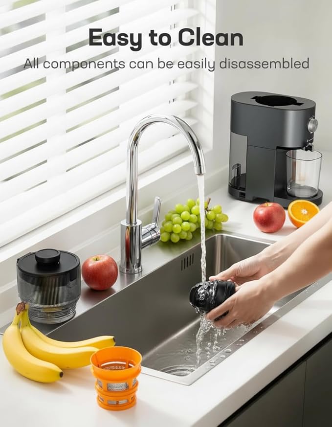 Marsail Slow Masticating Cold Press Juicer Machines, High Juice Yield, Self-Feeding with 5.4” Large Chute for Whole Vegetables & Fruits, Reverse Function