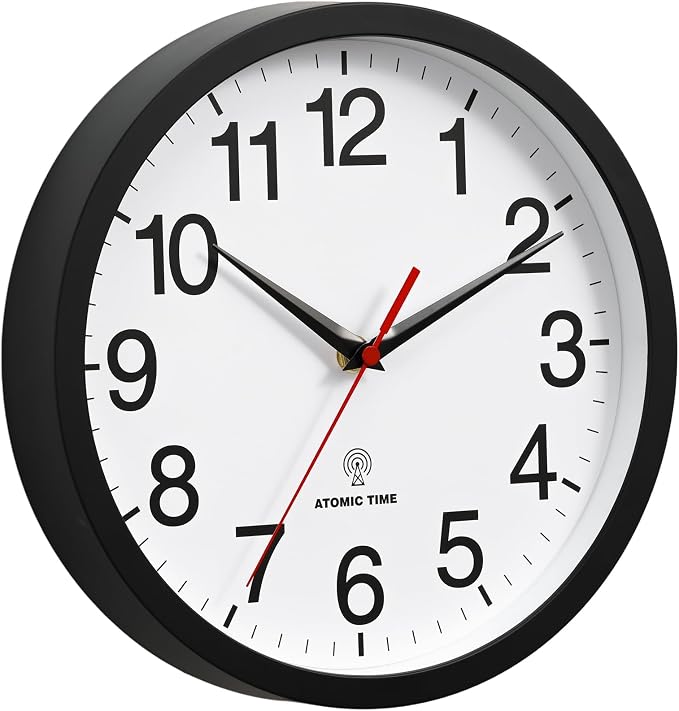 Rohioue Atomic Wall Clock, Modern 14 Inch Battery Operated Wall Clocks, Analog Clock for Living Room, Office, Home, Bedroom, Kitchen, Bathroom(Black)