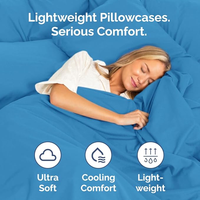 King Pillow Cases Set of 2 - Ultra Soft Hotel Quality Pillowcase Covers - Comfy, Cozy & Wrinkle Free - Shrinkage, Stain & Fade Resistant - Machine Washable Pillow Protectors - 2 Piece Set - Denim Blue