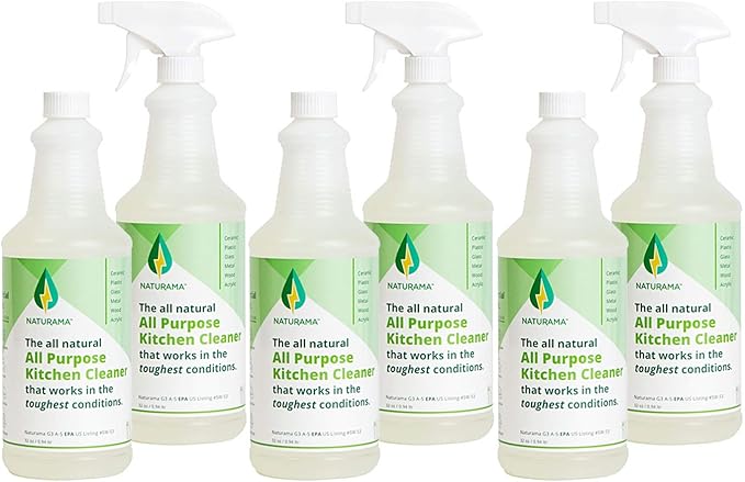 Naturama, All Purpose Kitchen Cleaner, Eco-Friendly. Powerful, Odorless. Effective On Stove Tops, Counters, Appliances, Cookware, Etc. Made in the U.S.(32ozx6)