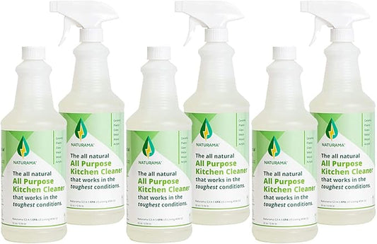 Naturama, All Purpose Kitchen Cleaner, Eco-Friendly. Powerful, Odorless. Effective On Stove Tops, Counters, Appliances, Cookware, Etc. Made in the U.S.(32ozx6)