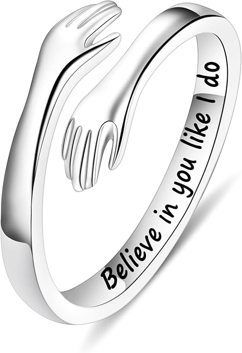 Yesteel Mothers Day Gifts - S925 Sterling Silver Hug Ring for Women Teen Girls, Adjustable Ring Jewelry Mothers Day Birthday Gifts for Daughters Mom Sister Wife Friends Grandma