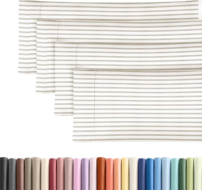 Body Pillowcases Set of 4-20x54 Long Body Pillow Case - Soft Body Pillow Cover for Sleeping & Side Sleepers - Comfy, Breathable & Fade Free - Machine Washable w/Envelope Enclosure - (Beige Stripes)