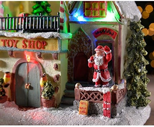 Pre-Lit Led Christmas House Scene with Rotating Tree Decoration, 17 Cm - Multi-Colour