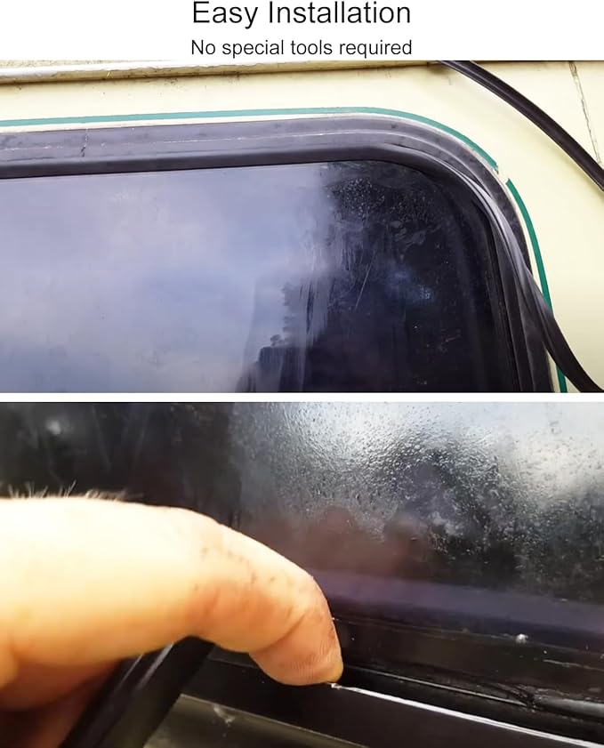 RV Window Seal - 5/16" x 9/16" Waterproof RV Window Rubber Seal Strip, Car Window Glass Edge Weather Stripping, Windshield Locking Gasket for Camper Marine Boat Truck, 12.3M Freely Cut Seal 40FT