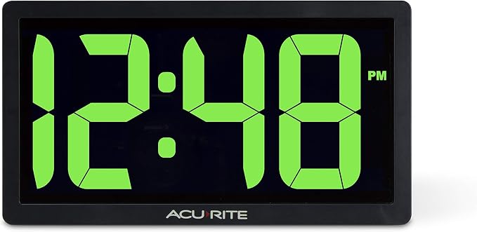 AcuRite 75112M 10-inch LED Digital Clock with Auto Dimming Brightness Green (Pack of 8)