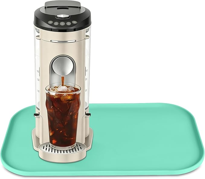 Silicone Coffee Maker Mat with Lip, 17.4'' x 10.6'' Heavy Duty Coffee Maker Mat for Countertops, Coffee Tray Fit Under Coffee Machine Appliance Automatic Machines Espresso Accessory, Mint Green
