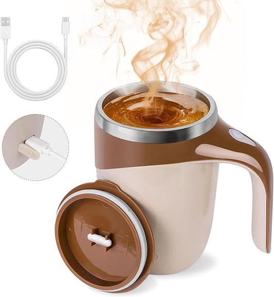 JUDUNA Automatic Magnetic Coffee Mug, 2024 New Magnetic Coffee Stirrer Mug for Milk Stirring Mug with Lid, Automatic Coffee Cup Stirrer Auto Stirring Coffee Mug (Coffee color)