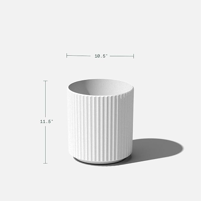 Veradek Demi Series Round Planter for Porch, Patio, Backyard | Durable Plastic-Concrete Material | Modern Décor for Tall Plants, Flowers