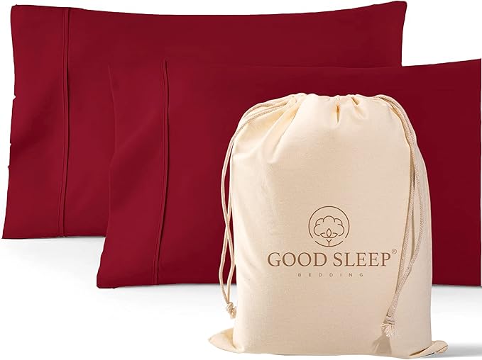 1000 TC Burgundy King Pillowcases Set of 2 100% Egyptian Cotton Pillow Cases with Long Staple Cotton & Sateen Weave, Silky Soft Hotel - Like Bed Pillow Covers for Comfy Sleeping, Snug Fit