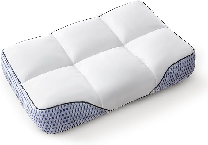 Glaciman Firm Shredded Memory Foam Bed Pillow, Ergonomic Neck and Shoulder Support for Back and Side Sleepers, Machine Washable, Breathable Mesh Gusset, Queen 15 x 25 x 4 Inch, 1 Pack