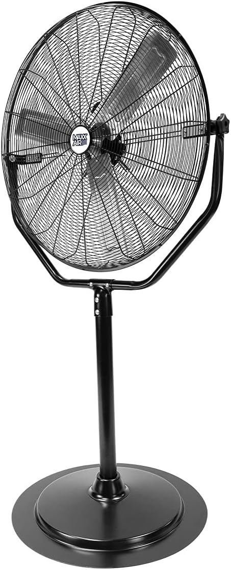Maxx Air Industrial 30" Pedestal Fan, Powerful Heavy Duty Commercial Fan for Warehouses, Factories, and Large Spaces, Adjustable Height, Durable Construction, High Velocity Air Circulation