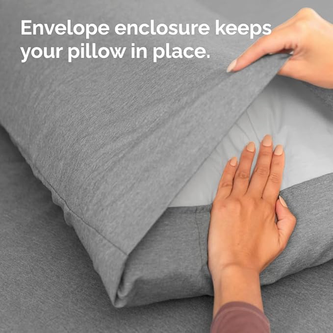 King Standard Pillow Cases Set of 4 - Soft Hotel Quality Pillowcase Covers - Comfy Bedding for Women, Men, Kids & Teens - Machine Washable Pillow Protectors - 4 Piece - King Standard Heathered Grey