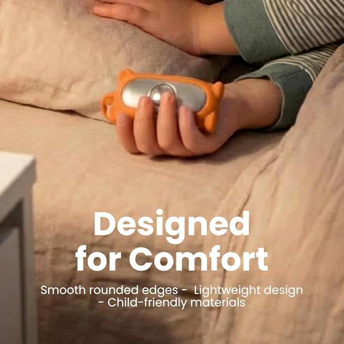Glowco CalmCarry Mini Bear Kids Sleep Aid Device – Handheld Microcurrent Relaxation Tool, Supports Calm, Focus & Gentle Relief, USB Rechargeable, Portable Wellness Device for Children (Orange)