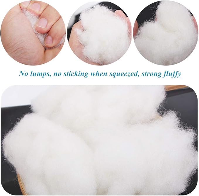 BUTUZE Polyester Fiber, Premium Fiber Fill, High Resilience Fill Fiber, Stuffing for Small Dolls Part Pillow Comforter DIY, 5.3oz, Recyclable (Natural White, 150g)