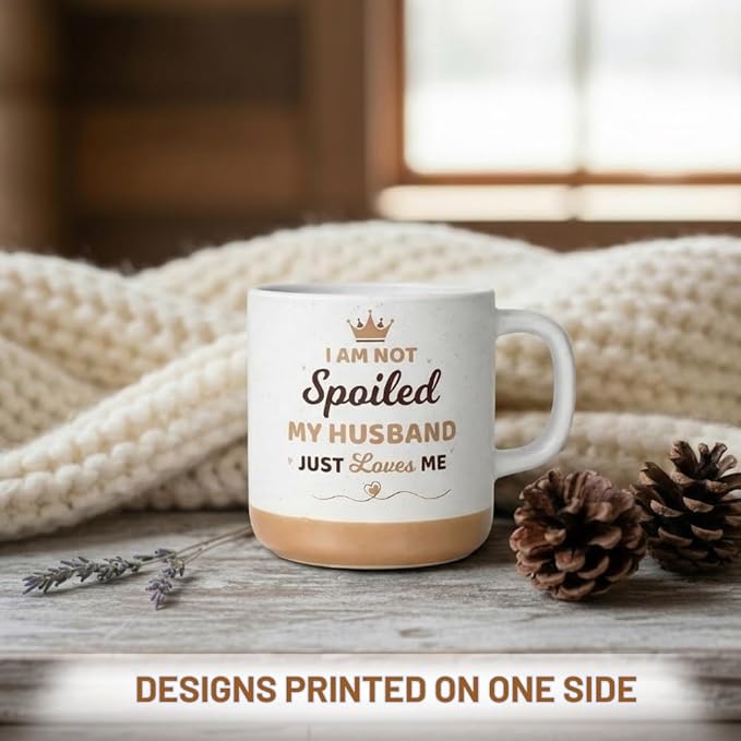 Mothers Day Gifts for Wife Mug, 11oz Stoneware Coffee Mug, Cute Wifey Coffee Mugs for Hot and Cold Drinks, Ceramic Mug for Spoiled Wife on Mother’s Day, Dishwasher and Microwave Safe