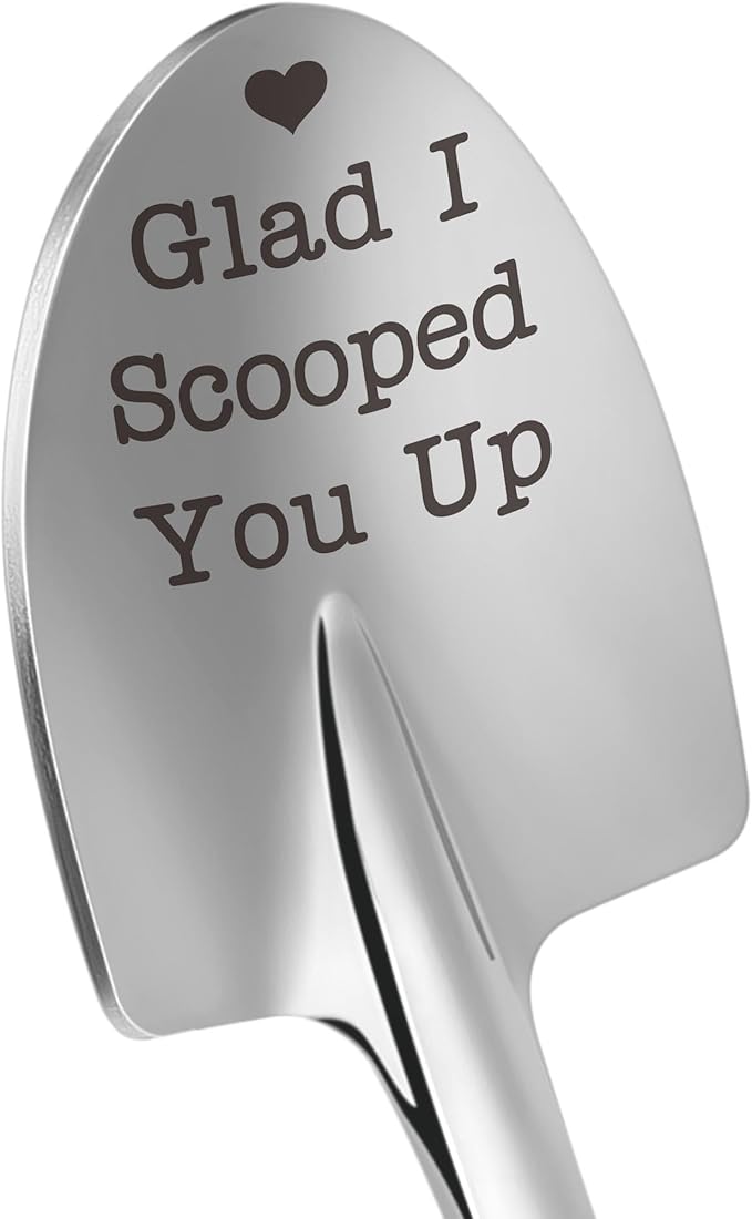 Funny Ice Cream Spoons Engraved Glad I Scooped You Up Couples Gifts for Wedding Anniversary, Cute Mothers Day Birthday Gifts for Ice Cream Lover Wife Husband Boyfriend Girlfriend Graduation