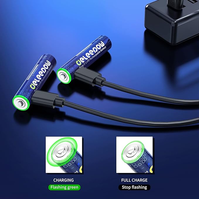 1.5V Rechargeable AAA Batteries 1200mWh USB AAA Rechargeable Batteries, 12-Pack Triple A Battery with USB Cable 1500 Cycle