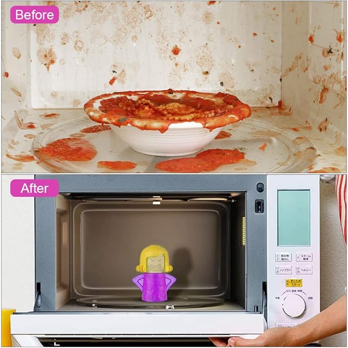 Abnaok 2PCS Angry Mama Microwave Cleaner with Chilly Mama Fridge Cleaner, Easily Clean in Minutes, Microwave cleaner Steam for Home or Office with English Manual