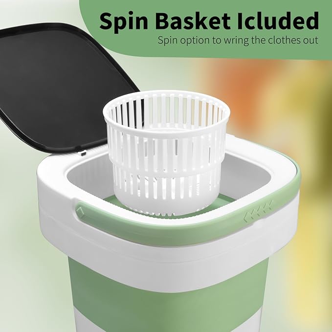 Portable Mini Washing Machine, 20L Upgraded with Spin Basket Laundry Machine, 3 Modes Deep Cleaning for Baby Clothes, Underwear & Socks, Perfect for Apartment, Dorm, Hotel, Travel & Camping