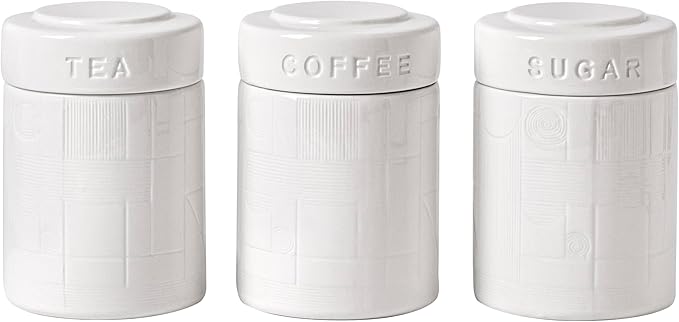 Bright Lattice Ceramic Canisters Sets For The Kitchen Canisters For Countertop Set of 3 Airtight Coffee Canisters For Ground Coffee Sugar Container Tea Storage Jars With Lid