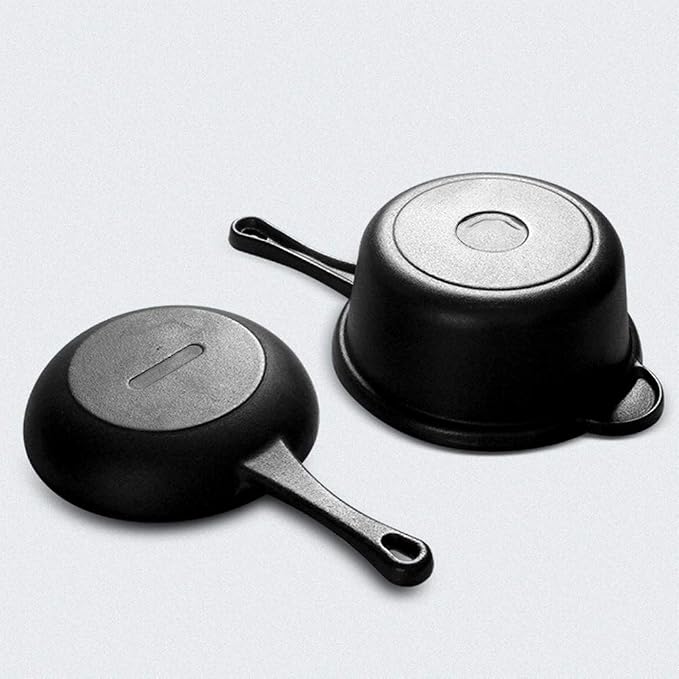 Kitchen Pots and Pans Saucepan Set Cast Iron Include Dutch Oven and Frying Pan,Milk Pan with Double Side Handles,for Outdoor BBQ Or Indoor Stove/Oven Frying Pa,Red