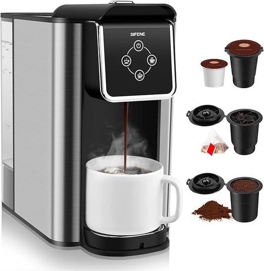 3-in-1 Single Serve Coffee Maker, Pod, Ground Coffee & Tea Brewer, Fast Brew Compact Coffee Machine with Touch Screen and 50 oz Water Reservoir