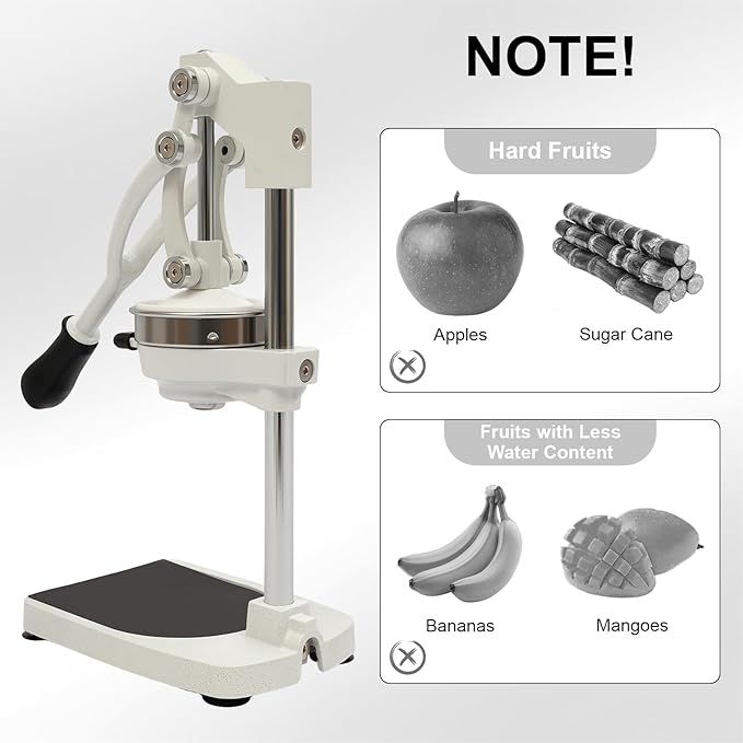 Manual Juicer, Double Press Head Commercial Manual Juicer Tabletop Juice Extraction Machine Hand Press Juice Extractor with 18oz Measuring Cup & 2 Mold for Oranges Lemons Pomegranates