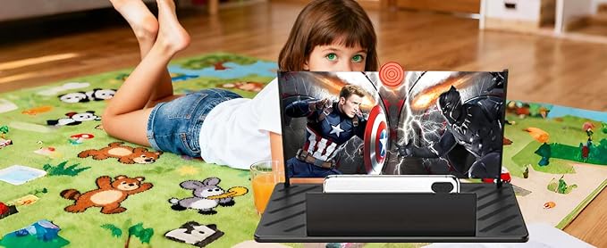 20" Screen Magnifier,3D HD Mobile Phone Magnifier Projector Screen Enlarger for Movies, Videos, and Gaming,Foldable Cell Phone Stand with Screen Amplifier,Gifts for Mom Dad(Black 20Inch)