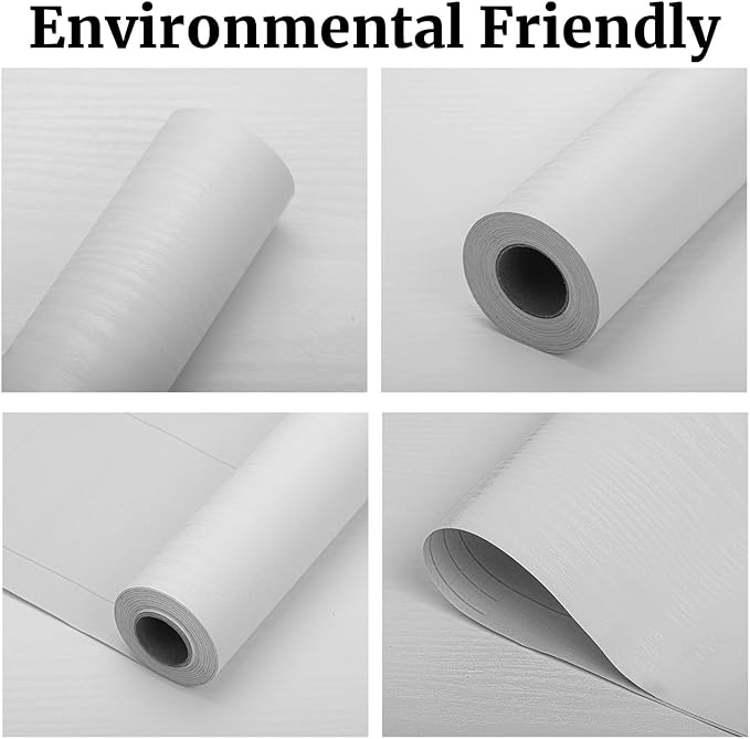 Peel and Stick Wallpaper White Wood Wall Paper - 23.6 x 200 Inch Self Adhesive Wallpaper Peel and Stick, Easy to Paste Wall Contact Paper for Stand Liner, Table and Door Makeover Decor