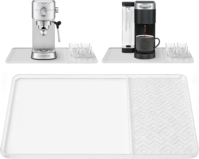 Silicone Coffee Mat with Raised Edges 19" x 12" – Waterproof Countertop Mat, Coffee Maker Pad, Espresso Machine Mat, Heat Resistant Dish Drying Mat