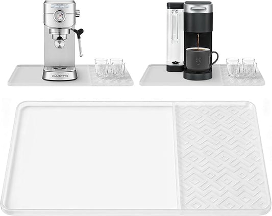 Silicone Coffee Mat with Raised Edges 19" x 12" – Waterproof Countertop Mat, Coffee Maker Pad, Espresso Machine Mat, Heat Resistant Dish Drying Mat
