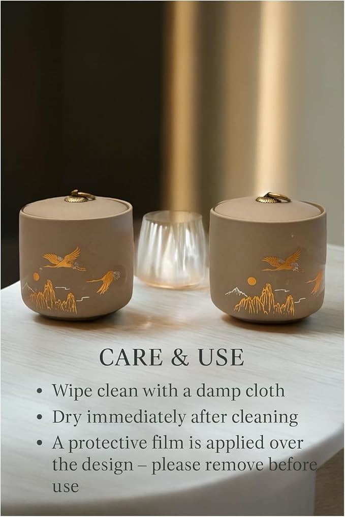 Bare & Balanced Ceramic Canister with Airtight Lid – Premium Kitchen Storage Jar | Crane & Mountain Design | Storage for Dry Goods | Gift-Ready Box