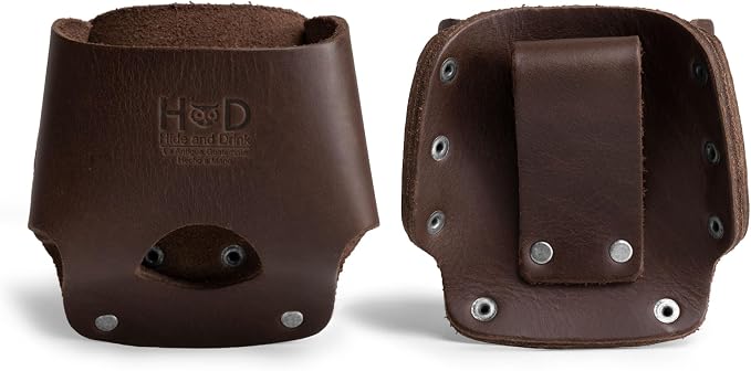 Hide & Drink, Large Tape Measure Holder, Tool Holster w/Easy Belt Loop for Handymen, Carpenters, Electricians, Durable Hammer Pouch, Full Grain Leather, Handmade