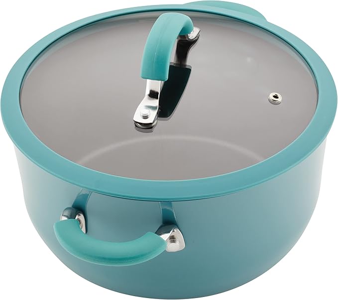 Rachael Ray Cook + Create Nonstick Cookware/Pots and Pan Set, 10 Piece, Agave Blue