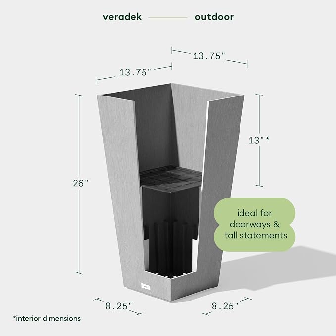 Veradek V-Resin Indoor/Outdoor Taper Planter (26 inch, Grey)