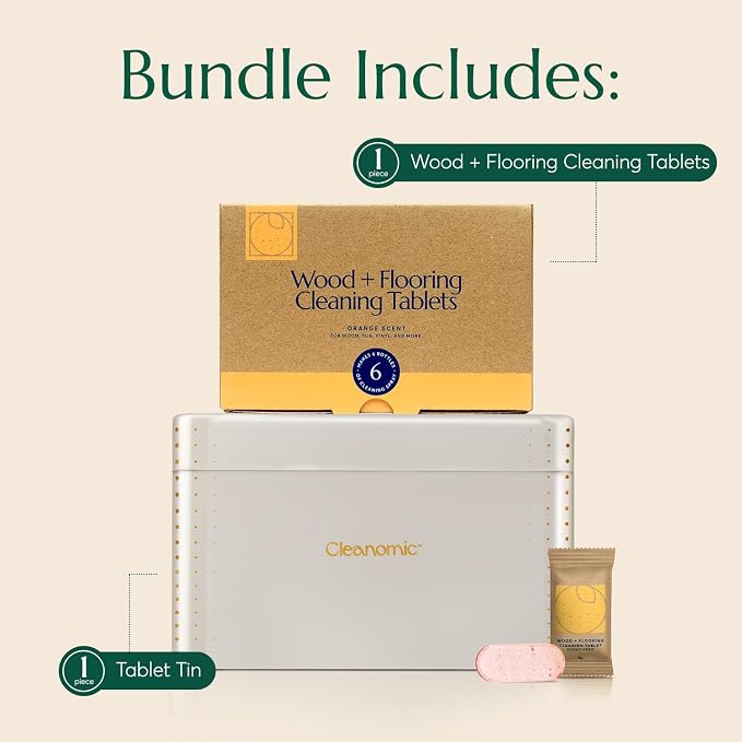 CLEANOMIC Wood and Flooring Cleaning Tablets and Tablet Tin Bundle