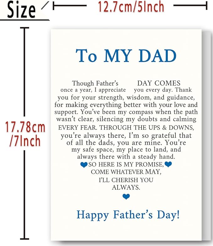 FANCYLUCKY Funny Fathers Day Card for Dad, Happy Father’s Day Card Gifts from Daughter Son, Heartfelt Love Card for Father