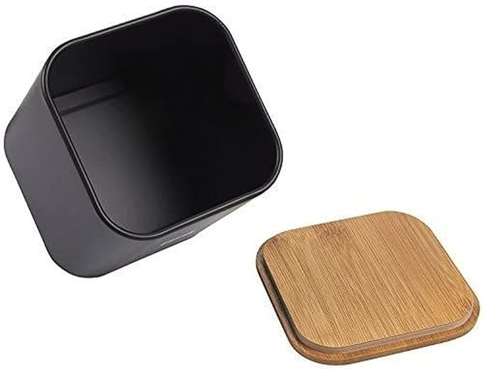 Juvale Coffee Tea Sugar Container Set - Black Iron Square, 3 Pack, 48 oz Each - Coffee Bean Storage & Sugar Storage - Countertop Kitchen Canisters with Tight Seal Lids