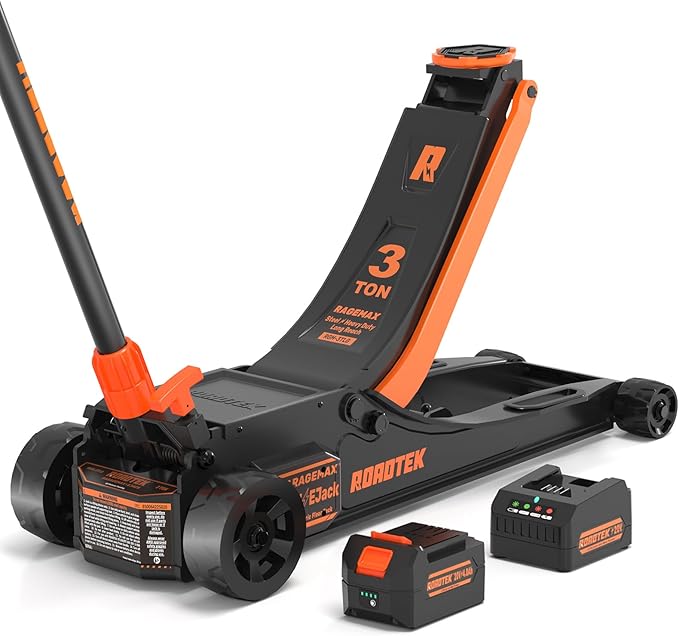 3 Ton Electric Floor Jack, Low Profile Jack for Quickly Car Lift, Hydraulic Service Jack, 6000 lbs Capacity. Lifting Range 3-3/8" to 24-1/4"
